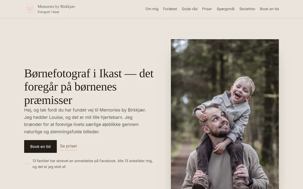 Forsiden af memoriesbybirkkjaer.dk